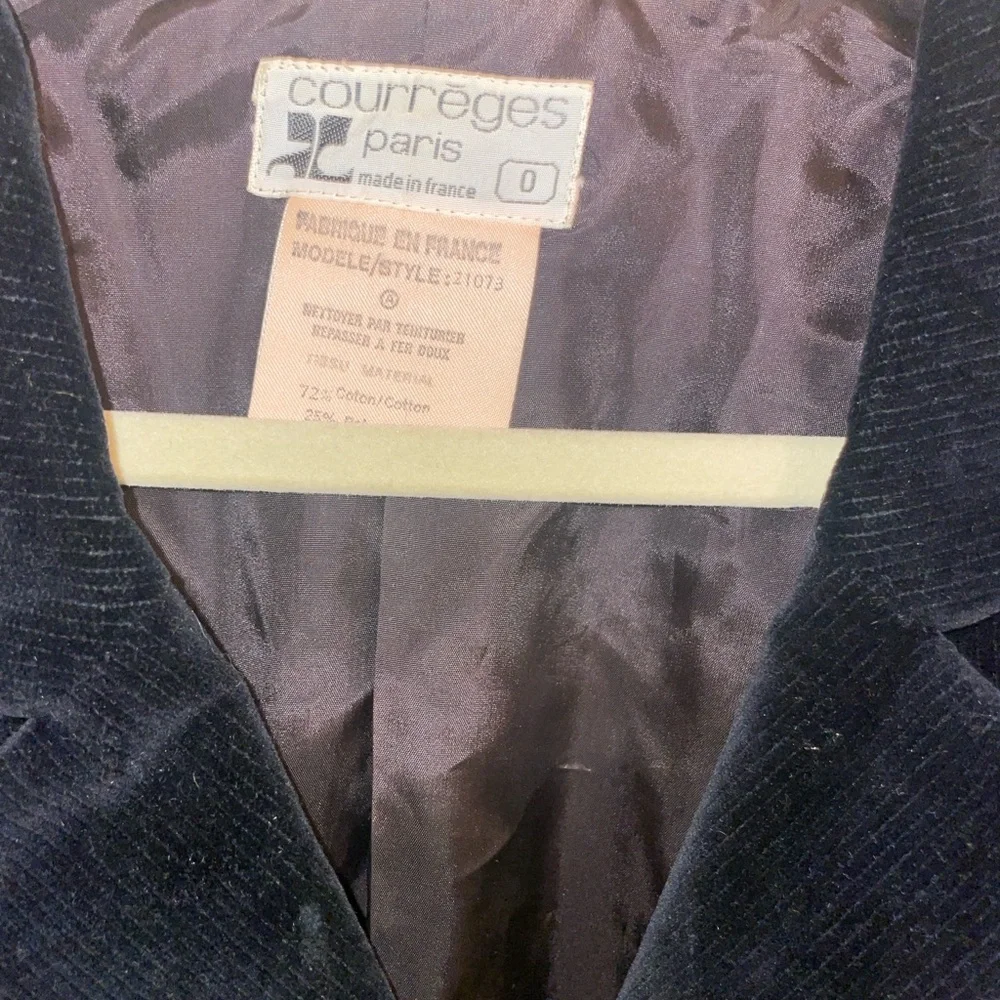 Vintage André Courrèges Paris Black Velvet Blazer Size Small - Picture 4 of 9